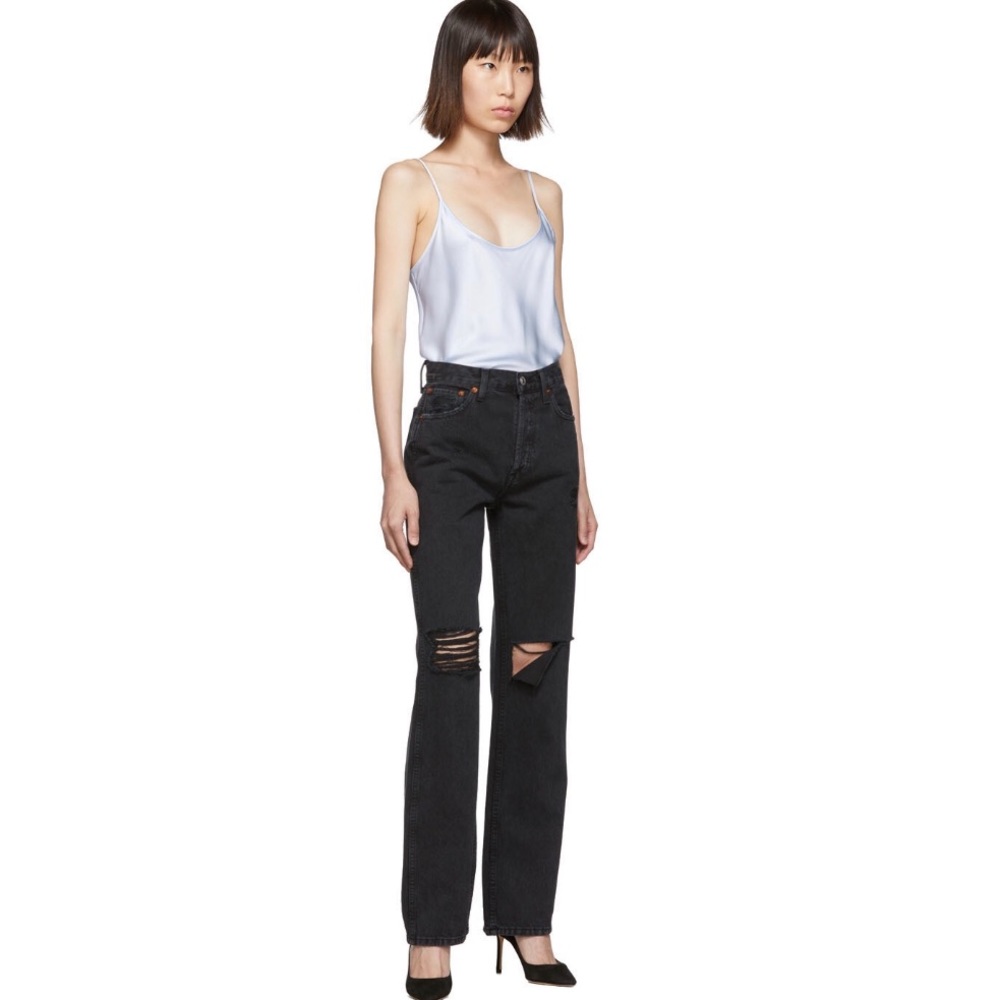 NWOT Re/Done Black Rips High-Rise Loose Jeans